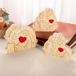 Personalised Wooden Cute Love Hug Dog Puzzle with 2-7 Engraved Names Desk Decor Birthday Christmas Anniversary Gift for Family