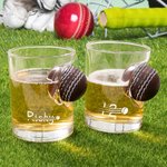 Personalized Handmade Embedded Cricket Ball 8.3oz Whiskey Glass with Name Birthday Christmas Gift for Whiskey Lovers