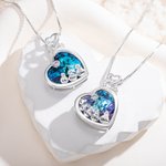 Personalisierte Schneemann Herz Halskette mit Namen und Kristall Geburtsstein Schmuck Geburtstag Weihnachtsgeschenk für Familie