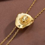 Personalizado 3D Western Cowgirl Hat Ajustable chapado en oro collar con la inicial grabada Cumpleaños Aniversario Regalo para las mujeres