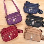 Personalized Cartoon Character Birth Flower Nylon Adjustable Shoulder Crossbody Bag with Name Multiple Compartments Christmas Birthday Gift for Family