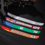 Personalisierter Motorradhelm-Visier Aufkleber mit Namen Flagge Nummer 2er Set Geschenk für Motorradfahrer Racer Motortsport-Liebhaber