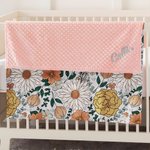 Gepersonaliseerde Boho Bloemen Borduurwerk Naam Baby Veiligheidsdeken met Gestippelde Rug Baby Shower Doop Cadeau voor Pasgeborene