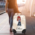 Personalized Y2K Style Cartoon Character 18-32 Inches Luggage Cover with Name and World Map Birthday Travel Accessories Gift for Women Girls