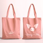 Sac Tote Personnalisé avec Animal Visage Queue et Texte Sac Fourre-Tout Multicolore Recyclable Cadeau Anniversaire Fête pour Amoureux des Animaux