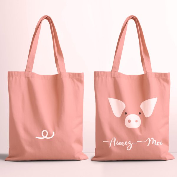 Personalised Double Face Animal Bag with Text Colorful Art Tote Bag Accessory Holiday Gift for Nature Lovers Animal Lovers Family