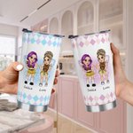 Personalisierte Schmetterling Y2K Girl Thank You For Being My Sister 20oz isoliert Becher mit Deckel und Stroh Freundschaft Geschenk für Besties Y2K L