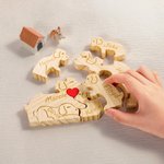 Personalised Wooden Cute Love Hug Dog Puzzle with 2-7 Engraved Names Desk Decor Birthday Christmas Anniversary Gift for Family