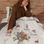 Couverture Personnalisée avec Fleur de Naissance et Titre Cadeau d'Anniversaire et de Noël pour Maman et Grand-Mère