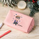 Personalised Cartoon Woman Butterflies Design Waterproof Makeup Pouch Bag with Name Travel Essentials Retirement Birthday Gift for Grandma Mom