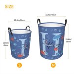 Personalized Cute Marine Animal Initial Large Waterproof Laundry Storage Basket with Name and Handle Birthday Housewarming Gift for Boys Girls