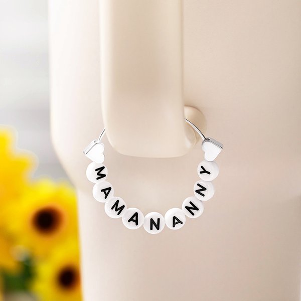 Personalised Metal Heart 1-9 Letter Beads Tumbler Charm for Stanley Tumbler Accessories Christmas Birthday Gift for Family Friend
