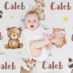 Personalisierte Bär Eichhörnchen Woodland Animal Soft Throw Decke mit Namen Home Decor Geburtstag Weihnachten Geschenk für Kinder