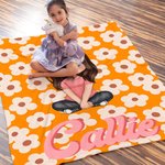 Mantas personalizadas de colores con el nombre de un personaje de dibujos animados con motivos florales para la vuelta al cole en Navidad Regalo de cu