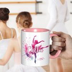 Personalized Colorful Faux Glitter Ballet Girl Hip Hop Dancer 11oz Ceramic Mug with Name Birthday Team Gift for Dancing Lovers
