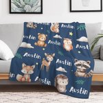 Personalisierte Bär Eichhörnchen Woodland Animal Soft Throw Decke mit Namen Home Decor Geburtstag Weihnachten Geschenk für Kinder