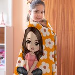 Mantas personalizadas de colores con el nombre de un personaje de dibujos animados con motivos florales para la vuelta al cole en Navidad Regalo de cu