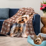 Gepersonaliseerd olieverfschilderij hond kat foto pootafdruk zachte deken met herhalende namen Multicolor Home Decor Verjaardagscadeau voor dierenlief