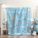 Couverture Douce Personnalisée avec Nom et  Motif d'Animaux Marins Cadeau Anniversaire Noël pour Enfants
