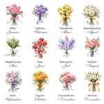 Personalisierte Leder Blumenstrauß Kosmetiktasche mit Geburtsblume und Namen Brautjungfer Schminktasche Geburtstag Geschenk für sie