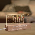 Personalised 1-12 Birth Flower Garden Acrylic LED Night Light with Wooden Base Home Decor Mother's Day Birthday Gift for Grandma Mom