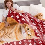 Gepersonaliseerd olieverfschilderij hond kat foto pootafdruk zachte deken met herhalende namen Multicolor Home Decor Verjaardagscadeau voor dierenlief