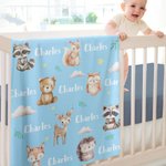 Personalisierte Bär Eichhörnchen Woodland Animal Soft Throw Decke mit Namen Home Decor Geburtstag Weihnachten Geschenk für Kinder