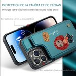 Coque iPhone en Cuir Personnalisée avec Personnage Nom Fleur de Naissance Coque Polyvalente à Porte-Cartes Cadeau Anniversaire Fête pour Amis Famille