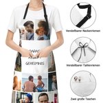 Personalisierte Wasserdichte Schürze mit 11 Foto-Collage Verstellbarer Riemen Große Tasche Weihnachten Geburtstag Geschenk für Kochliebhaber Familie
