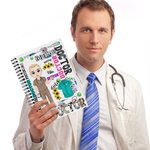 Gepersonaliseerd verpleegster dokter cartoonkarakter A5 notitieboekje met naam afstuderen geschenk voor medisch student personeel