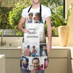 Personalisierte Wasserdichte Schürze mit 11 Foto-Collage Verstellbarer Riemen Große Tasche Weihnachten Geburtstag Geschenk für Kochliebhaber Familie