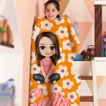 Mantas personalizadas de colores con el nombre de un personaje de dibujos animados con motivos florales para la vuelta al cole en Navidad Regalo de cu