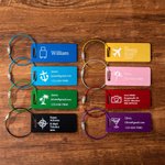 Personalisierter Metall Reisegepäck-Anhänger mit Text Gravur und Schlüsselring aus Drahtseil Langlebige Rucksack Koffer Etikette Geschenk für Reisende