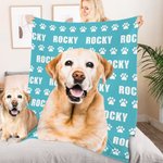 Gepersonaliseerd olieverfschilderij hond kat foto pootafdruk zachte deken met herhalende namen Multicolor Home Decor Verjaardagscadeau voor dierenlief