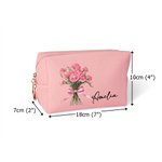 Personalisierte Leder Blumenstrauß Kosmetiktasche mit Geburtsblume und Namen Brautjungfer Schminktasche Geburtstag Geschenk für sie