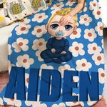 Mantas personalizadas de colores con el nombre de un personaje de dibujos animados con motivos florales para la vuelta al cole en Navidad Regalo de cu