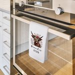 Personalised Floral Highland Cow 100% Cotton Quick Drying Waffle Tea Towel with Name Kitchen Decor Housewarming Gift for Highland Cow Lovers