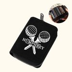 Personalized Compact Alcantara Name Golf Card Holder Wallet with 18 Card Slots Father's Day Birthday Gift for Men