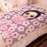 Mantas personalizadas de colores con el nombre de un personaje de dibujos animados con motivos florales para la vuelta al cole en Navidad Regalo de cu