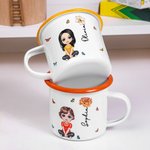 Personalizada de dibujos animados Flor de Nacimiento 12oz borde de color taza de esmalte con el nombre de vuelta a la escuela regalo de cumpleaños para niños niñas