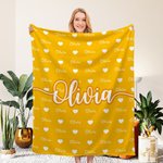 Personalized Heart Icon Multicolor Name Soft Throw Blanket Birthday Christmas Gift for Boys Girls Family