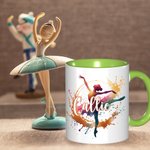 Personalized Colorful Faux Glitter Ballet Girl Hip Hop Dancer 11oz Ceramic Mug with Name Birthday Team Gift for Dancing Lovers