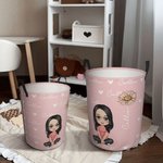 Panier de Rangement Personnalisé avec Nom Personnage Fleur de Naissance Sac à Linge avec Anses Cadeau Anniversaire Noël pour Famille Enfant