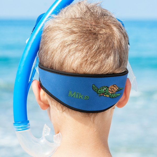 Personalisiertes Tauchmaskenband mit Bestickten Namen und Schildkröte Hai für Schnorchel Tauchen Dive Zubehör Geburtstag Geschenk für Tauchliebhaber