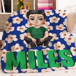 Mantas personalizadas de colores con el nombre de un personaje de dibujos animados con motivos florales para la vuelta al cole en Navidad Regalo de cu