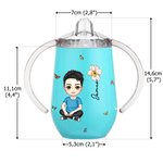 Personalisierter Niedlicher Cartoon-Charakter Trinklernbecher mit Geburtsblume und Namen 295ml Sippy Cup Babyparty Geburtstag Geschenk für Kinder