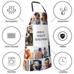 Personalisierte Wasserdichte Schürze mit 11 Foto-Collage Verstellbarer Riemen Große Tasche Weihnachten Geburtstag Geschenk für Kochliebhaber Familie