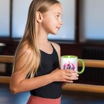 Personalized Colorful Faux Glitter Ballet Girl Hip Hop Dancer 11oz Ceramic Mug with Name Birthday Team Gift for Dancing Lovers