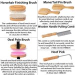 Personalized Engraved Wooden Brush Comb Hoof Pick Horse Grooming Kit with Name 9 Pcs Equine Care Supplies Equestrian Gift for Horse Trainers Lovers