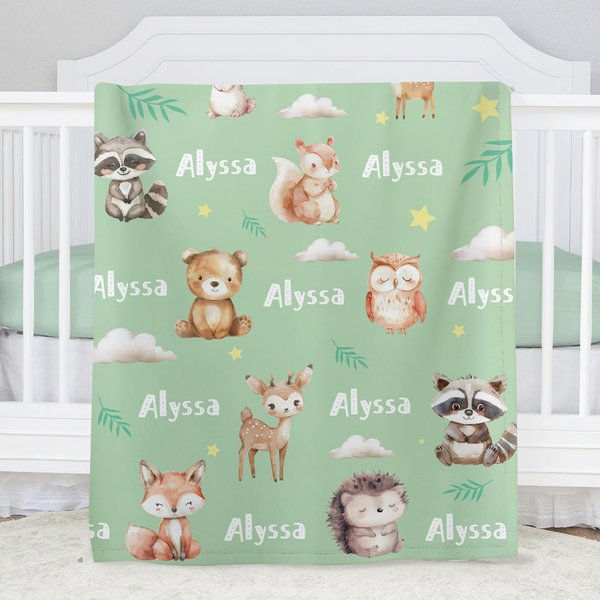 Personalisierte Bär Eichhörnchen Woodland Animal Soft Throw Decke mit Namen Home Decor Geburtstag Weihnachten Geschenk für Kinder